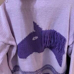 Purple Horse Handmade Sweater, cozy, scandi girl, unique